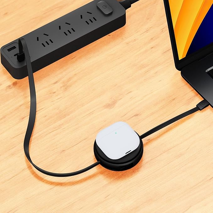 Function101 2-in-1 Retractable USB-C Magnetic Wireless Charging Cable 1.1m, 10 Lengths – Type C Charger Cord for Type C Devices, Compact Retractable Charger for Versatile Charging Solutions - Black