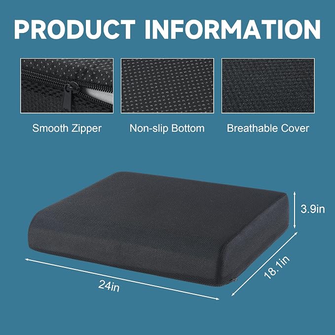 ROYALAY Bariatric Seat Cushion 500 lbs, 24"x18"x4" Extra Large Seat Cushion for Heavy People, High Density Foam Wheelchair & Mobility Scooter Pad with Removable Cover