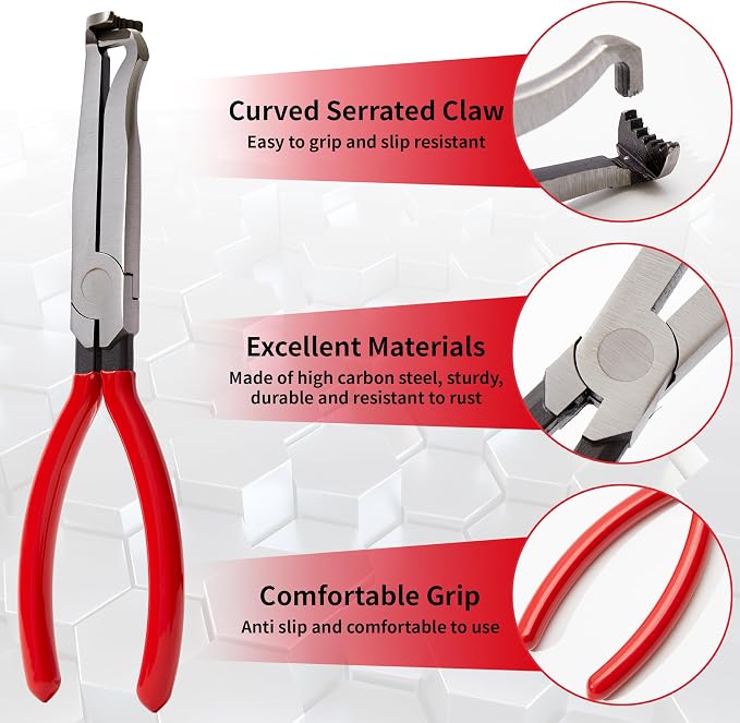 4Pcs Automotive Electrical Disconnect Pliers Set, High Carbon Steel Electrical Connector Pliers, Fuel Line Disconnect Tool & Terminal Separator Removal Kit for Vehicles Trucks