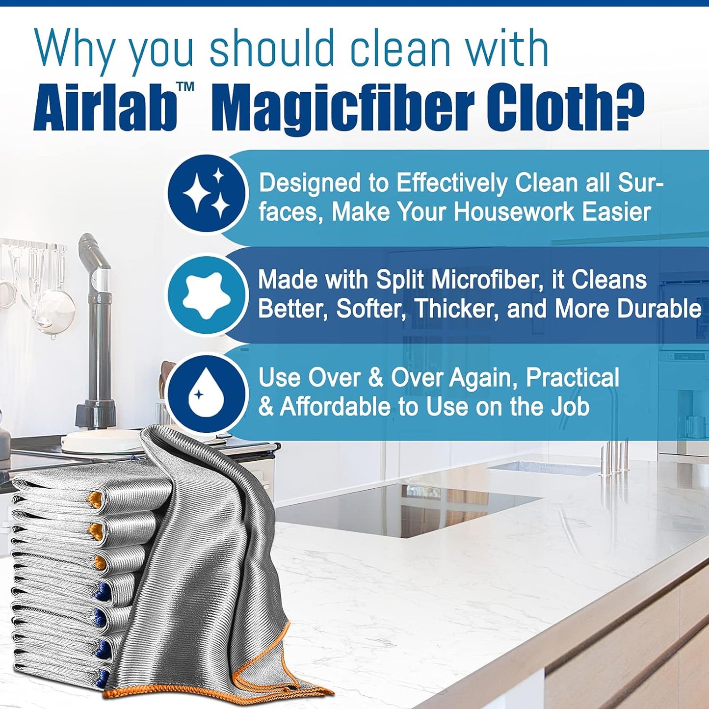 Streak Free Miracle Cleaning Cloth Easy Clean Pack of 8-12" x 16" Microfiber Dish Cloths Glass Polishing Lint Free for Kitchen Mirrors Wine Car