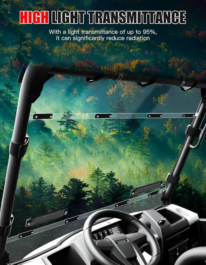 Front Full Windshield for Kawasaki Mule Pro MX, Clear 1/5" Hard Coated PC Vented Full Windshield Scratch Resistant UTV Front Windscreen for Kawasaki Mule Pro MX 2019-2026 Accessories