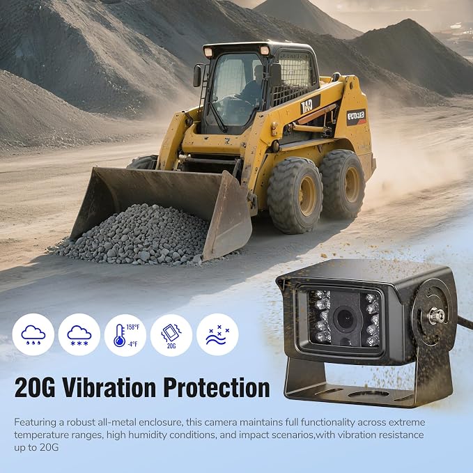 7-inch AHD1080P Wired RV Backup Camera System, IP69k Waterproof IR Night Vision Reversing Camera, Vibration-Proof 20G for Trailer/Tractors/Truck/Excavator/Skid Steer/Heavy Equipment, WY7