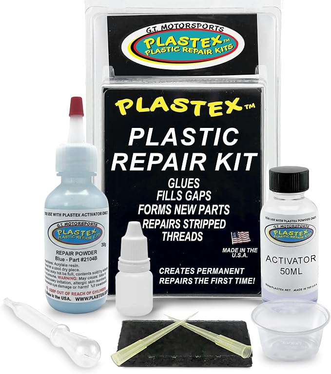 Plastex Plastic Repair Kits - Easily Glue, Repair or Remake Broken Plastic, Fiberglass, Wood & More! (Standard Blue Kit)