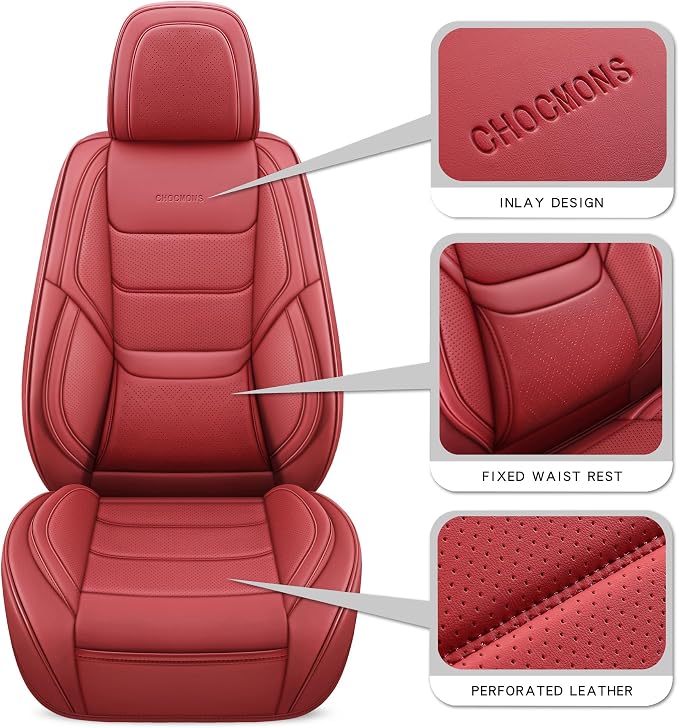 Full Coverage Front Set Seat Covers with Waterproof Leather,Lumber Support and Airbag Compatible,Universal Fit for Most SUVs, Trucks,and Sedans in Automotive Seat Covers