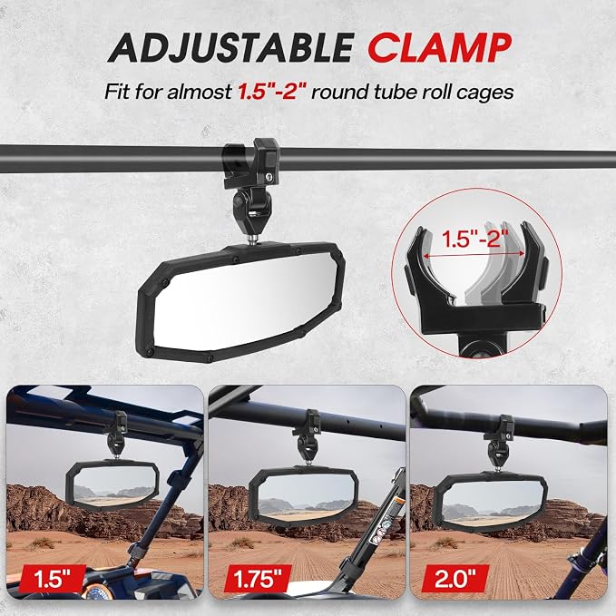 UTV Rear View Mirror,2026 New Flag UTV Mirrors-High Density 360° Adjustable Angle for 1.5 to 2.0 in Round Roll Cage,Compatible with Polaris RZR,Pioneer SXS,Kawasaki Mule KRX,Can Am X3