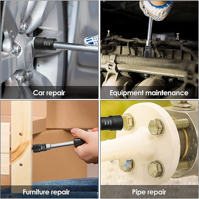 XEWEA 1/2" Drive 12PCS Lug Nut Remover and 6PCS Flip Impact Socket Set, Wheel Lock Removal Kit, Thin Wall Nut Sockets Easy Out Extractor Set for Damaged, Frozen, Rusted, Rounded-Off Bolts