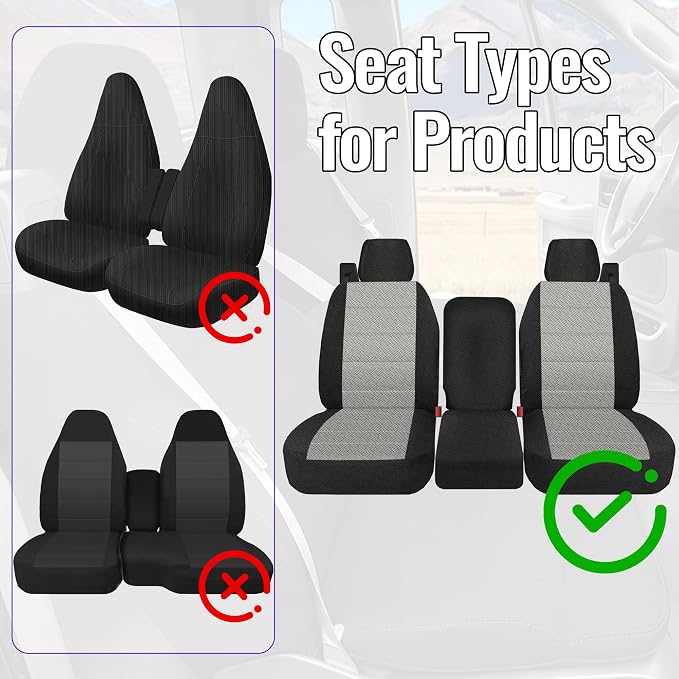Front 40/20/40 Split Bench Seat Covers Compatible with Ford F150 XL Standard Cab 2004-2008 Sandwich Mesh Sponge Fabric Seat Protector with Integrated Seatbelts & Solid Armrest - Gray