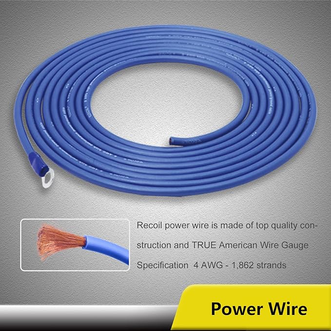 RECOIL RCK44 True 4 Gauge Complete 4-Channel CCA Amplifier Wiring Kits with OFC RCA Cable