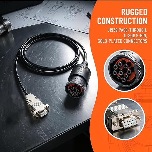 J1939 Deutsch 9Pin Connector to DB9 Female CAN Cable，DB9 to J1939 CAN Bus Diagnostic Adapter Cable for Heavy Duty Vehicles 50CM