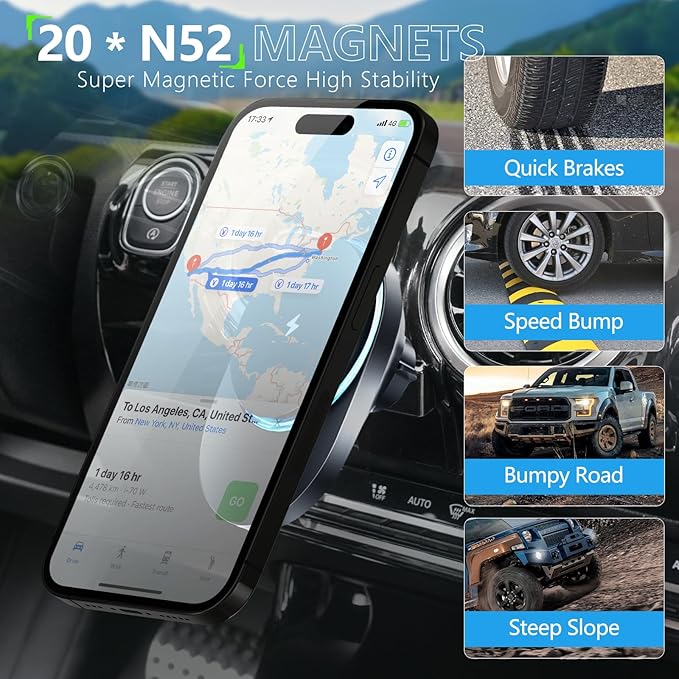 CLEC for Mercedes-Benz A-Class 2019-2022 CLA-Class 2020-2025 Magnetic Wireless Charger Car Phone Holder Mount Fit for Mercedes-Benz Car Accessories Phone Holder 15W Fast Charging Wireless Charger