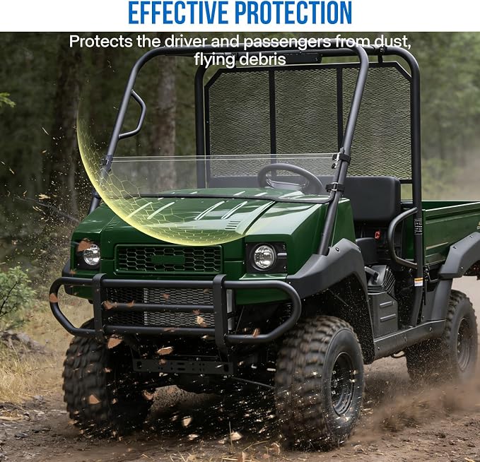 Front Half Windshield for Mule 4000 4010, Clear Hard Coated Scratch Resistant Front Half Windscreen Compatible with Kawasaki Mule 4000 4010 2009-2026 Accessories