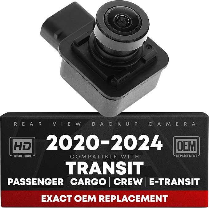 Rear View Backup Camera, Reverse Park Assist - Compatible with 2020-2024 Ford Transit Cargo Van, 2020-2023 Transit Passenger Van, 2022 E-Transit - OEM LK4Z19G490K, LK4Z19G490B, LK4Z19G490G, FO1960188