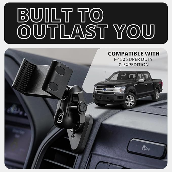 Tackform Link Vent Phone Mount Compatible with 2015-2020 Ford F-150, 2017-2021 Super Duty, 2018-2021 Expedition | Aluminum | Universal Holder Compatible with iPhone, Galaxy, More | Orange Knob
