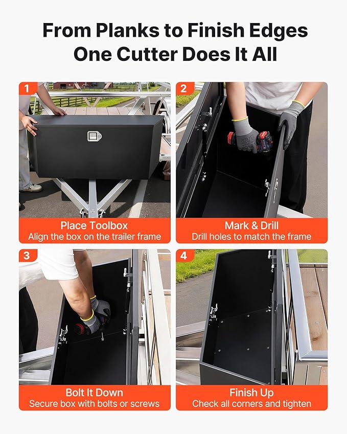 VEVOR Trailer Tongue Box, Heavy Duty Trailer Tongue Tool Box Storage Organizer with Lock & Keys, Utility Tool Chest for Pickup Truck Bed, RV, SUV, Off-Road Vehicle, Steel, 49" x 13.9" x 18.5"