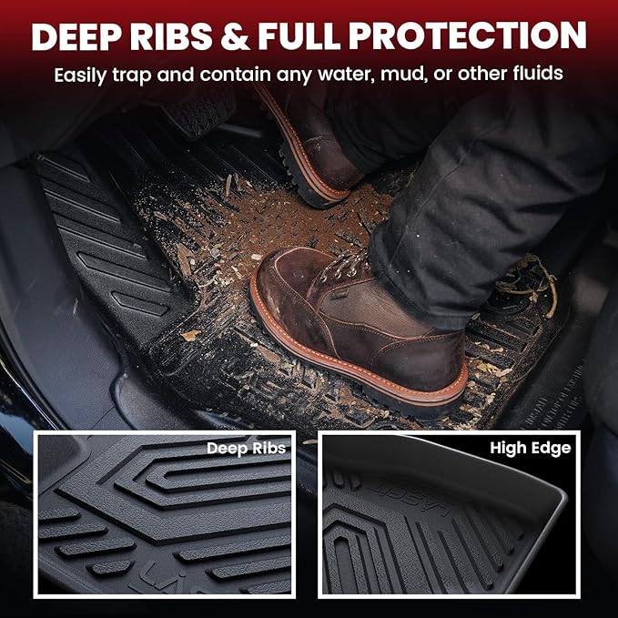 LASFIT Floor Mats & Cargo Mat for Honda HRV 2016-2022 (FWD Model), All Weather TPE Custom Fit HR-V Floor Liner Accessories, 1st & 2nd Row & Trunk Mat Full Set, Black (Not for AWD)