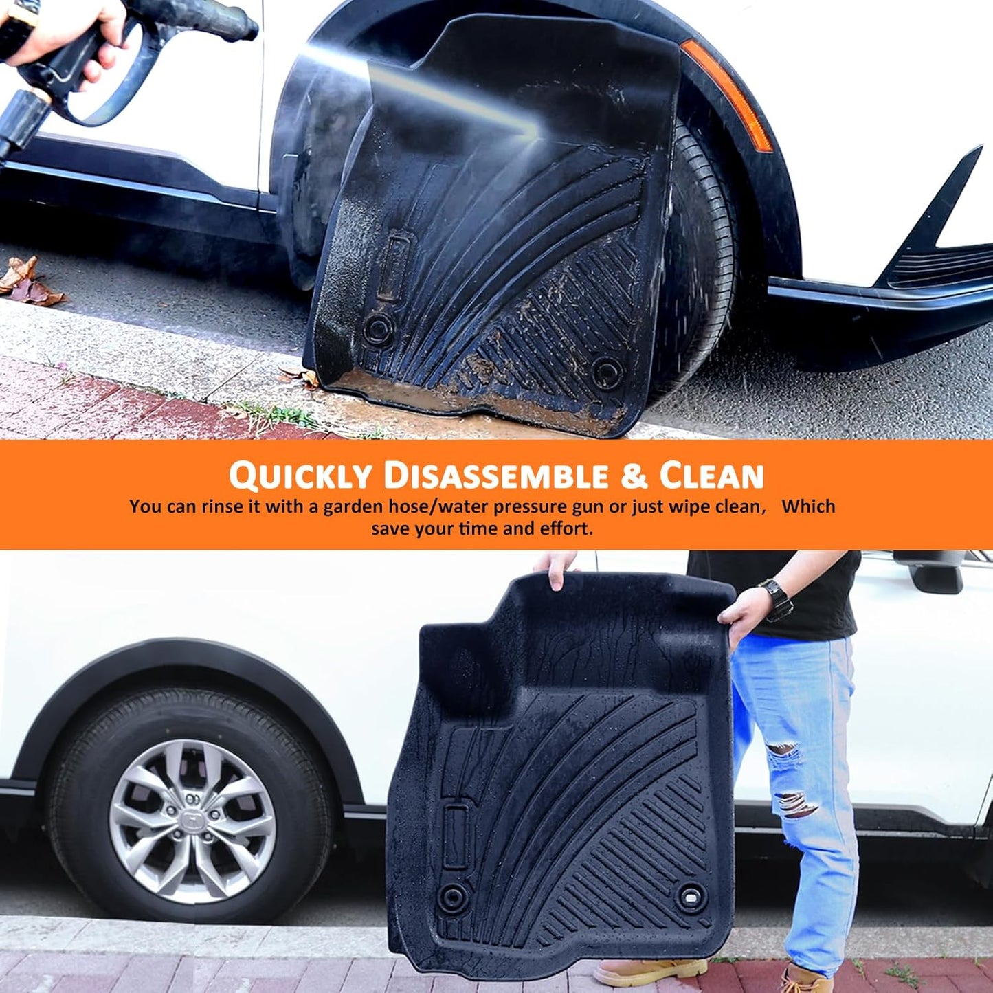 Binmotor-All Weather Floor Mats for Nissan Pathfinder 2022 2023 2024 2025, 8 Passenger, 3 Rows, for Infiniti QX60 7 Passenger, Heavy Duty Car Floor Liners Pathfinder Accessories