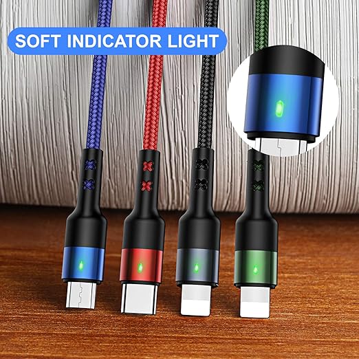 2Pack 10FT 4 in 1 USB Charge Cord + PD 60W USB C Multi Fast Charging Cable 6.6FT