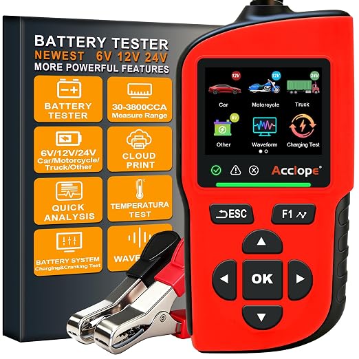 BT90 PRO 2-360Ah Battery Tester with Cloud Printing, 30-3800 CCA, 6V/12V/24V Digital Analyzer, SOH/SOC/Volt/Res/Cranking&Charging Test, Real‑Time Ambient Temp, AGM/EFB/Gel/Li