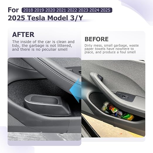 LUWU Car Trash Can Compatible with 2018-2025 Tesla Model3 & ModelY Interior Accessories with Lid Portable Mini Trash Bin Leak-proof (Right)
