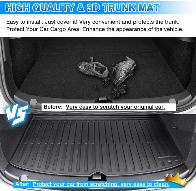 Cargo Liner Fits for Tesla Model Y 2020-2024 2025 5-Seat (Not for 7 Seat) All Weather Back Seat Cover Trunk Cargo Mat for Model Y Accessories (with Backrest Mat)