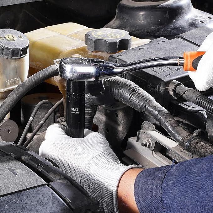 VEVOR Impact Socket Set, 1/2" Drive, 65-Piece Socket Set, 6 Point Sockets, SAE 3/8" to 1-1/4" and Metric 10-24 mm, Easy to Identify, with a Sturdy Storage Case, Cr-V Alloy Steel for Vehicles Repair