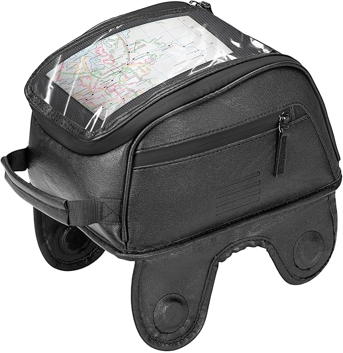 KEMIMOTO 7L Magnetic Motorcycle Tank Bag, PU Leather Water-Resistant Tank Bag with 8 Strong Magnets, Large Touchscreen Phone Film Motorbike Fuel Tank Storage Bag