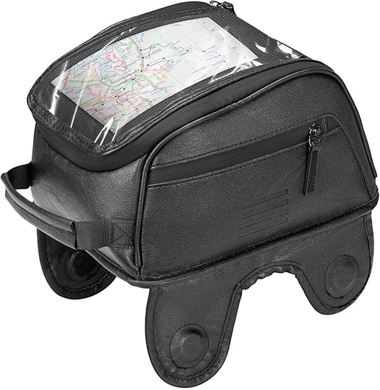 KEMIMOTO 7L Magnetic Motorcycle Tank Bag, PU Leather Water-Resistant Tank Bag with 8 Strong Magnets, Large Touchscreen Phone Film Motorbike Fuel Tank Storage Bag
