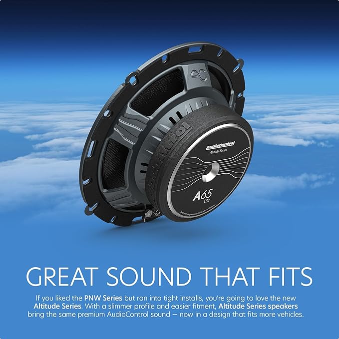AudioControl Altitude Series 6.5" Component Car Speakers Set (Pair) with 1" Tweeters, 100W RMS, 4 Ohms, Easy Install, Crossover, Compact Midrange Rear/Front Door Speakers for Truck or Car Audio System