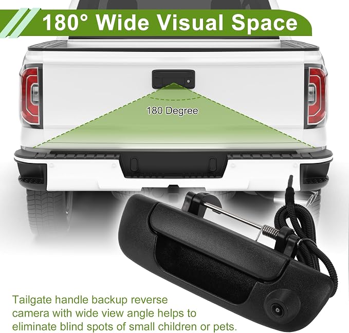 No.55276237AA Tailgate Handle Backup Camera for Dodge for Ram 1500 Pickup 02-08 for Dodge for Ram 2500 Rear View Reversing Park Assist Camera 1 Set