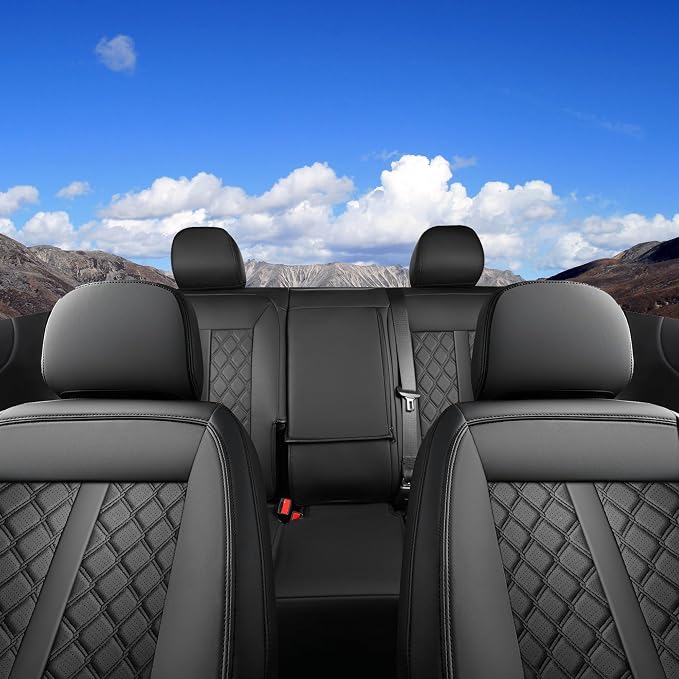 Huidasource Nissan Titan Seat Covers, Waterproof Cushion Covers Custom Fit for Nissan Titan/Titan XD 2016-2024 SV PRO-4X SL Platinum Reserve Crew Cab Faux Leather Seat Protectors (Fullset/Black)