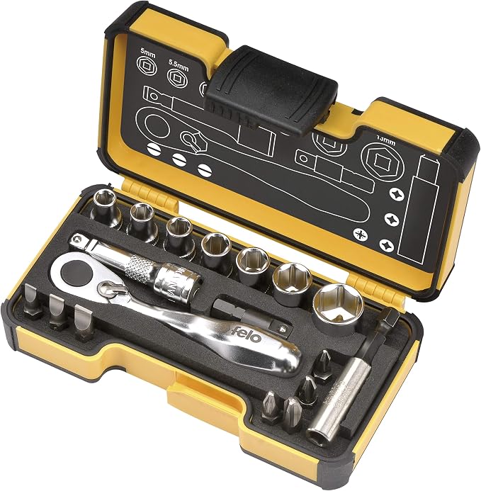 XS 18pc Box Sockets, Bits, Mini Ratchet, Bitholder, INCH