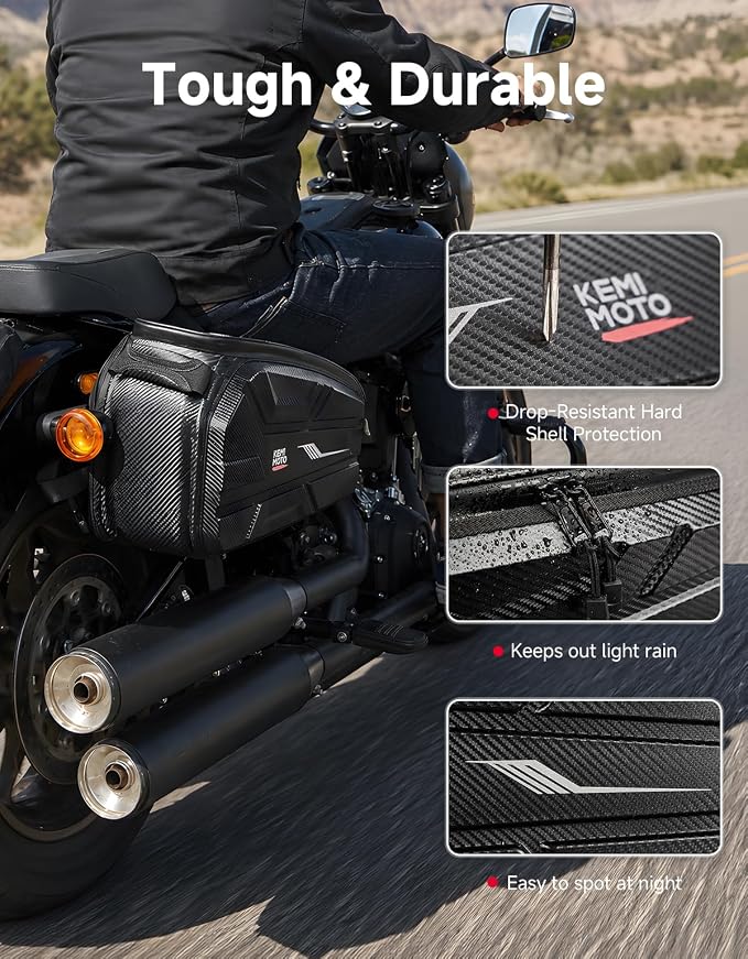 KEMIMOTO Universal Saddlebag Cooler Bag Keeps Hot & Cold Up to 7.5 Hours Insulated Cooler Bag Leakproof EVA Fit for Sportster Softail Sport Bike Adventure Ninja Rebel Dyna Cruiser V-star Shadow
