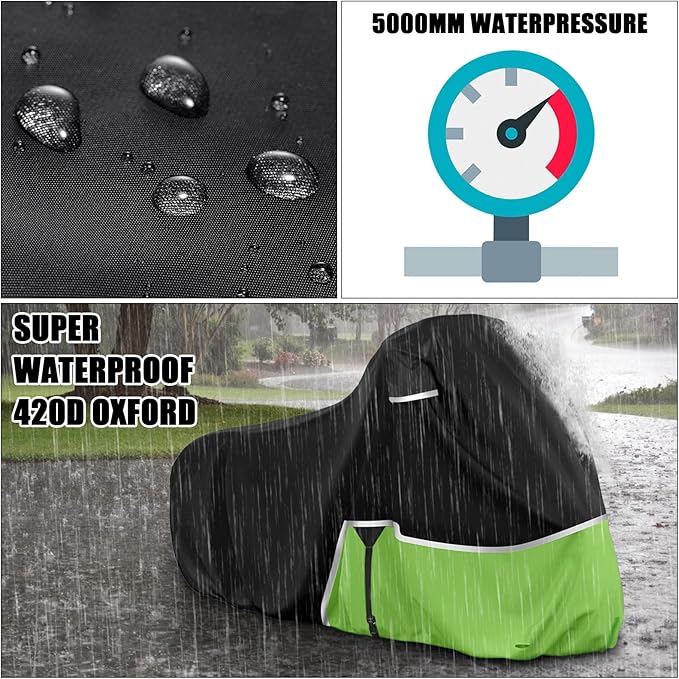Waterproof Motorcycle Cover Replace for Kawasaki KLR 650 Versys X300 650 Without Trunk Models, 420D Oxford Cloth Motorcycle Cover for Snow Rain Dust Protection
