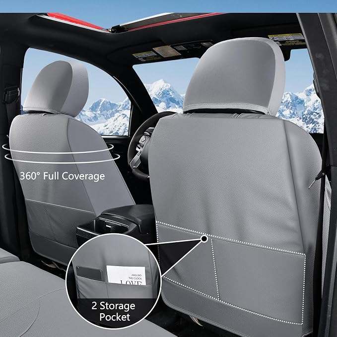 Truckiipa Front Seat Covers for Toyota Tacoma, Waterproof Leather Seat Protectors Truck Seat Covers Fit for 4th Gen 2024-2026 Toyota Tacoma Double Crew Cab, Front Pair, Gray