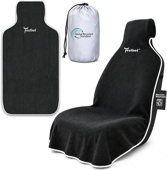 600g Ultra-Thick Car Seat Cover Towel,Heavy-Duty Absorbent Terry Cloth Sweat Protector for Gym,Beach&Athletes,Eco-Friendly Universal Fit for Sedans,SUV & Trucks,Non-Slip Machine Washable-Black