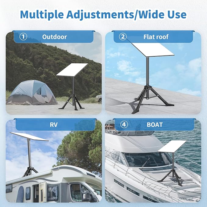 Tripod Stand for Starlink Standard Gen 3/ Standard 4/ Standard 4 X with Pipe Adapter, Outdoor Portable Starlink Mounting Kit for Camping and RV Travel