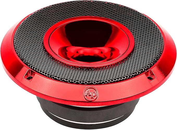 Audiopipe 6.5" Compression Horn Mid-Range Loudspeaker (APMB-628GH-RED), 300W, Built-in Compression Horn Driver, Flat Steel Basket, 2-Way Coaxial, KSV Voice Coil, Grill, Sleek Candy Red