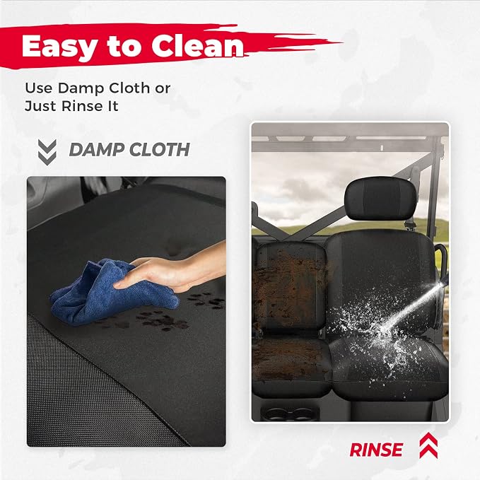 KEMIMOTO UTV Seat Covers Black Split Bench Compatible with Can Am Defender | Scratch-resistant 1680D oxford fabric, Waterproof,Easy to Clean, hook and loop,w/Headrest Cover Front Two Doors Split Bench