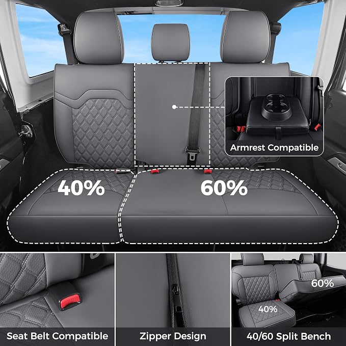Huidasource Fit for Gray Chevy Silverado Seat Covers, GMC Sierra Seat Covers, Seat Cover for Trucks 1500 2007-2013&2019-2026, 2500HD 3500HD 2020-2026 Crew Double Extended Cab Nappa (Full Set/Gray)