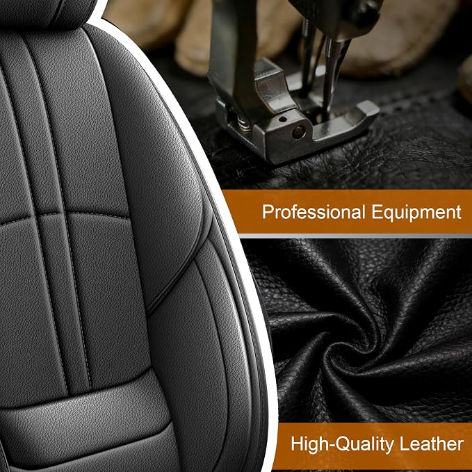 for Ford F150 Seat Covers 2009-2024 2025 2026 | F250 F350 F450 2017-2025 2026 Seat Covers Super Duty, Leather Waterproof, Custom Fit for Ford(2 Front Set, Black)