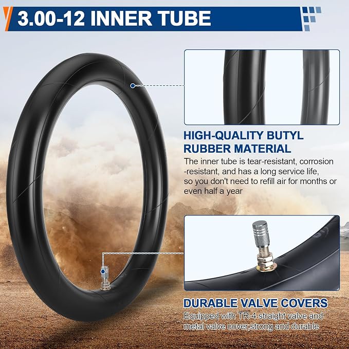 Rear 80/100-12 3.00-12 Dirt Bike Tire and Inner Tube for Tuttio Soleil01 Honda XR70 CRF70 CRF110 KLX110 PW80 TTR90 DRZ110 SSR 125cc 110cc Dirt Bike Off Road Motocross Parts
