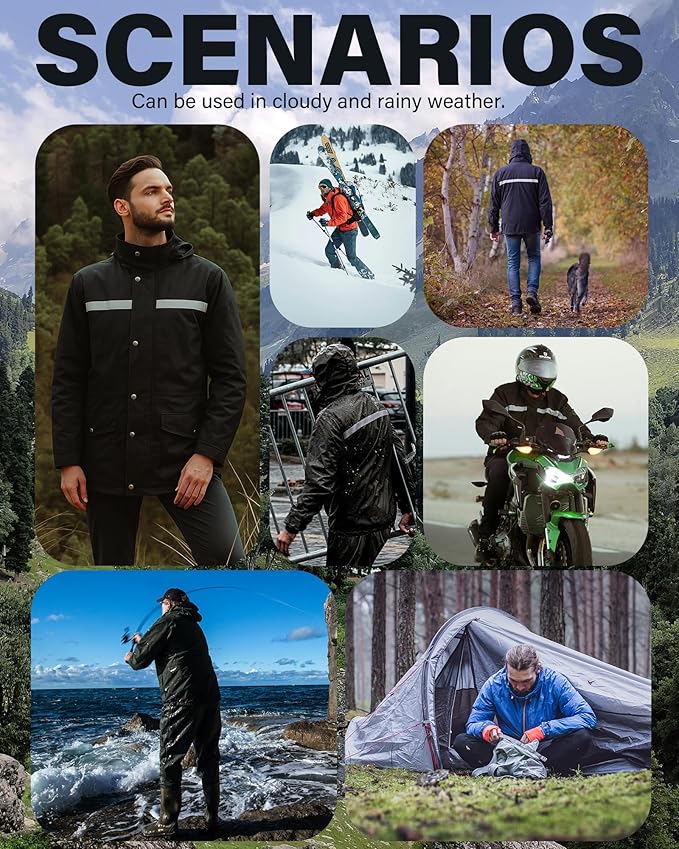 iCreek Rain Suit Waterproof Jacket and Pants Hi Vis Raincoat for Men and Women Reflective Outdoor for All-Sport Work