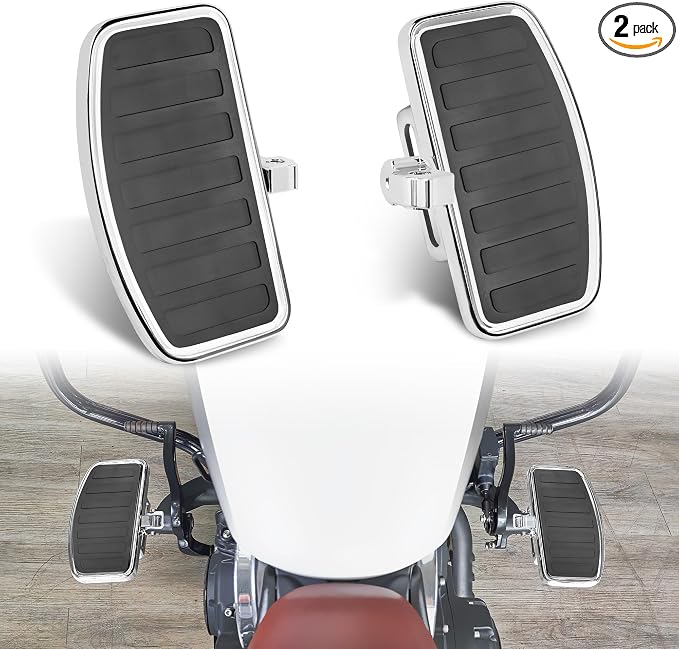 D-shaped Driver Footboards Front Rider Foot Rest Floorboards for Indian Scout Sixty Bobber 2015-2025 Models Foot Pegs Accessories(Chrome, Stripe B)