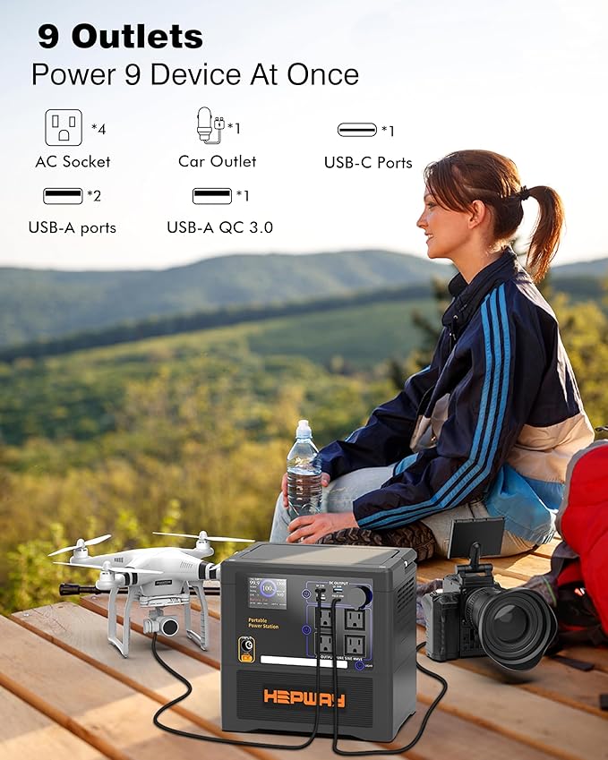 Portable Power Station 1300W, 1154Wh LiFePO4 Solar Generator UPS Home Battery Backup Power w/4 1300W AC Outlets,PD 60W,Fast Charging for Outdoor Camping, RV Travel,Emergency
