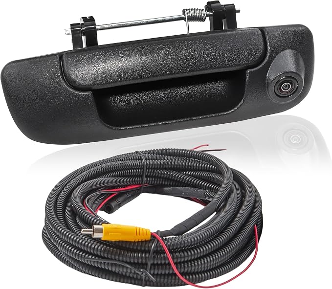 EWAY Tailgate Handle Reverse Camera for 2002-2008 Dodge RAM 1500 2500 3500 Tailgate Latch Door Handle Aftermarket Reversing Back Up Rear View Backup Camera RCA Connector w/ 26FT Extension Harness