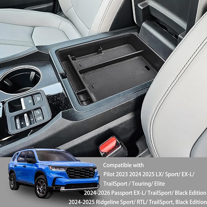 HGWEI Center Console Shifter Organizer Compatible with Honda Pilot 2023 2024 2025 and 2026 Passport Interior Accessories Armrest Storage Box Gear Shift Tray Compartment Divider