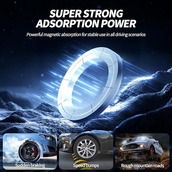 Phone Mount for MagSafe for Audi Q5 2021-2025 A4 S4 A5 S5 RS5 2020-2025 Accessories 10.1-inch Screen Adjustable Magnetic Carbon Fiber Pattern Phone Holder with Storage for iPhone Samsung