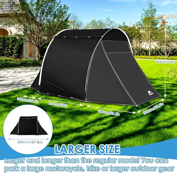 Bike Storage Tent, 98.4 x 82.7 x 65 in,Outdoor Portable Bike Storage Shed, 210D Oxford Fabric PU4000 Waterproof, 2 Rolling Doors, Store 4~8 Bikes, Motorcycles or Large Motorcycles, Without Floor
