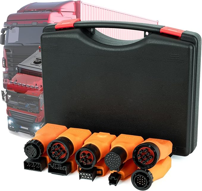 10-Piece OBD2 OBDII Converter Adapter Kit for Heavy Duty Trucks, Supports J1939 and J1708 Protocols