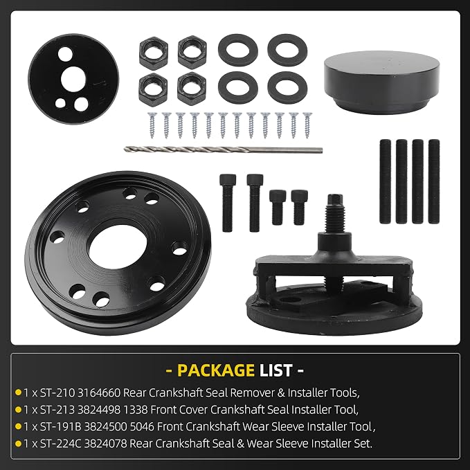 Dasbecan Front+Rear Crankshaft Seal Remover & Installer with Wear Sleeve Installer Tool Set Compatible with 1989-2016 Cummins 3.9L 5.9L 6.7L OE# 3824498 3824500 3164660 2063800090